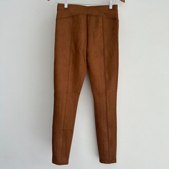 SPANX Faux Suede Leggings Womens Medium High Waist Slimming Pull On Rich Caramel - Picture 10 of 12